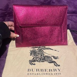 BURBERRY prorsum runway metalic lamb skin clutch